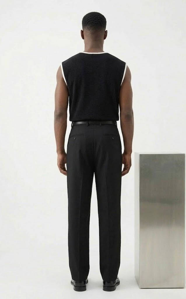 Black Crepe Sleeveless Vest Top